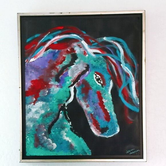 Abstract Horse Painting By Allison Anderson Signed Original Artwork - Picture 2 of 11